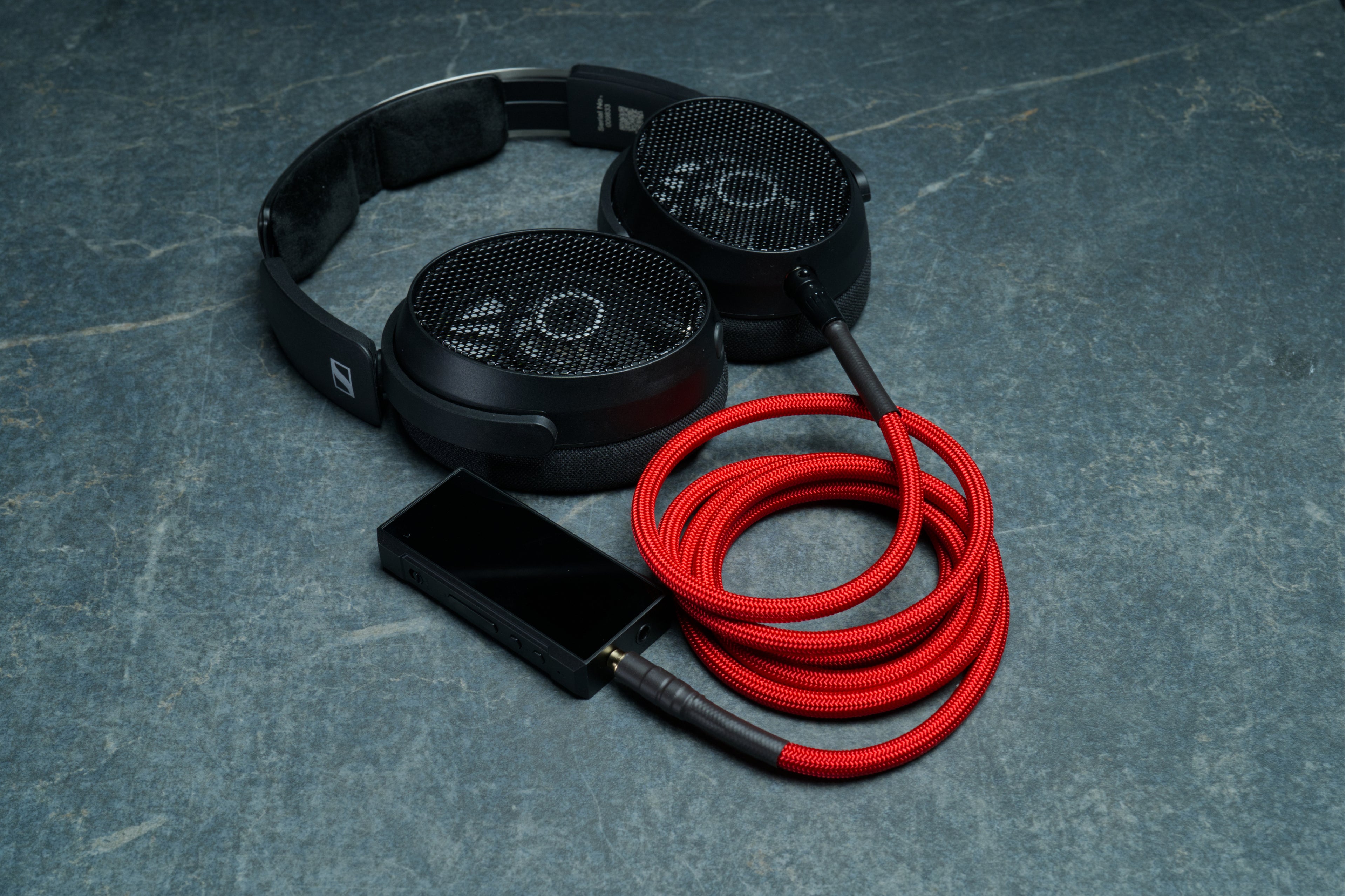 Sennheiser HD490 Pro headphones with Red custom cable 